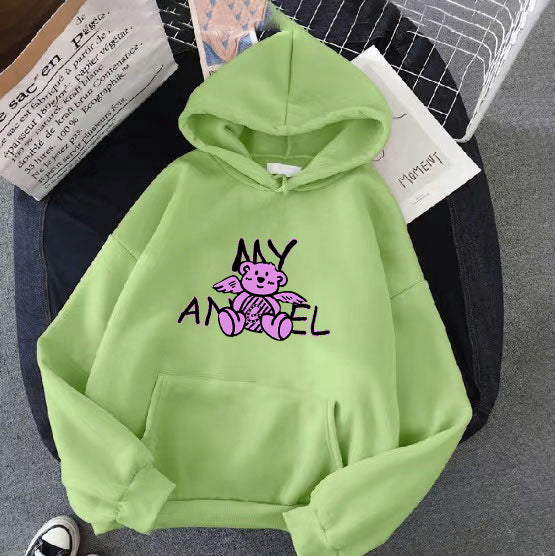 Women's hoodie with cute angel bear design Chic & Stil