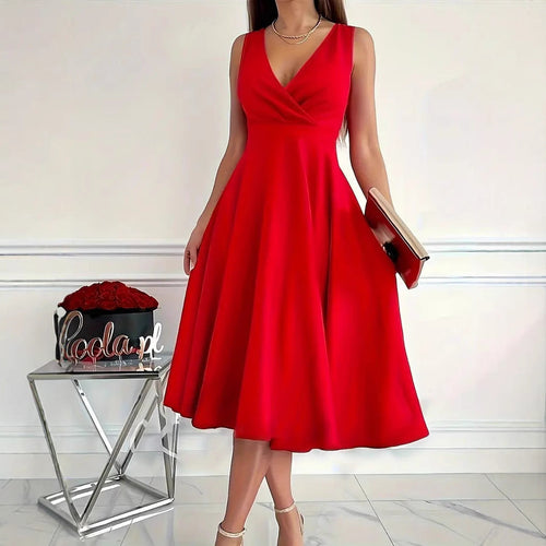 Lune London | Solid Color Tank Dress Asymmetric Neckline Dress