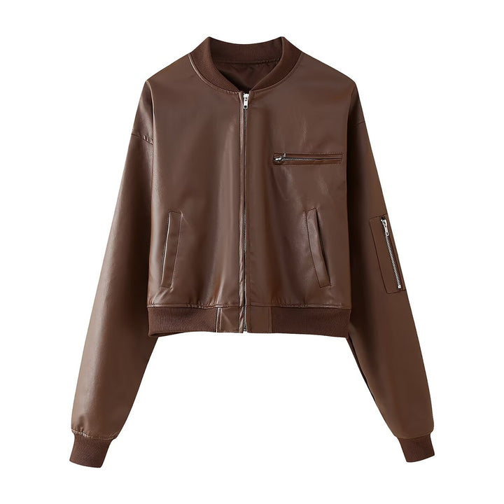 Women's biker jacket in high-quality faux leather with practical pockets and elastic cuffs Lune London