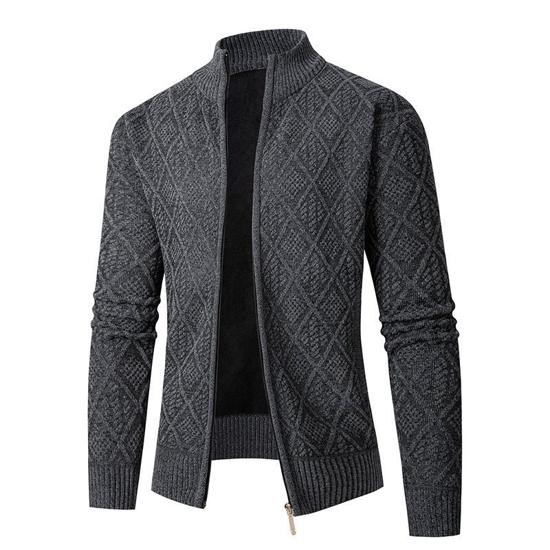 Men's knitted jacket with a diamond pattern and high collar Lune London