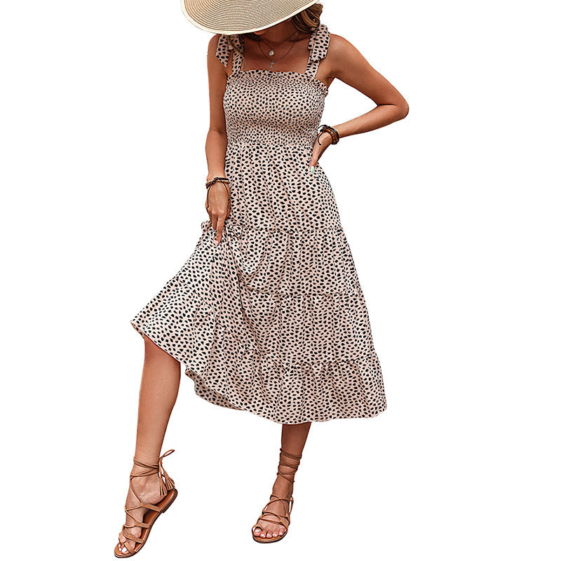 Midi dress for women with adjustable spaghetti straps Lune London