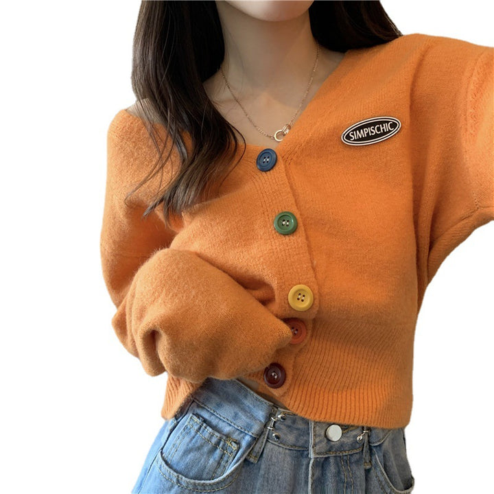Gilet décontracté pour femmes avec des boutons colorés et col en V Chic & Stil