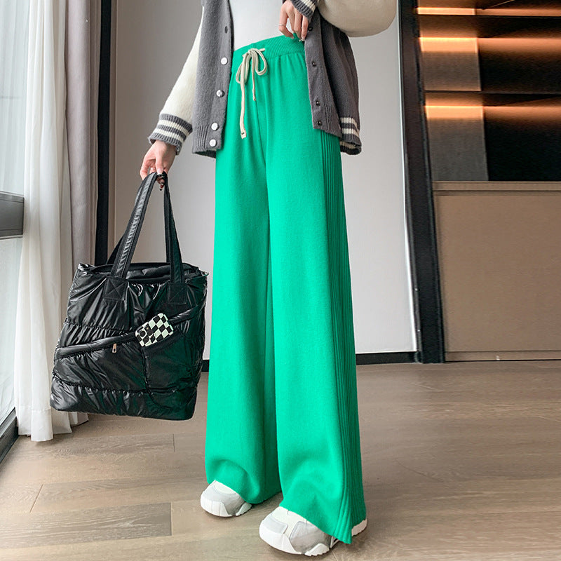 Pantalons plissés décontractés pour femmes avec taille élastique et poches latérales Chic & Stil