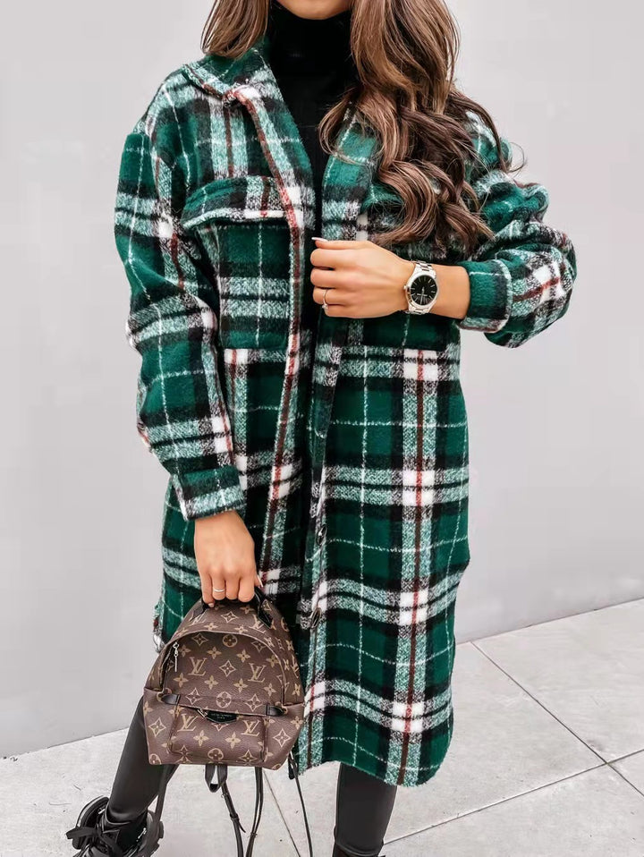 Women Oversized Checkered Shirt-Coat with Practical Pockets Lune London