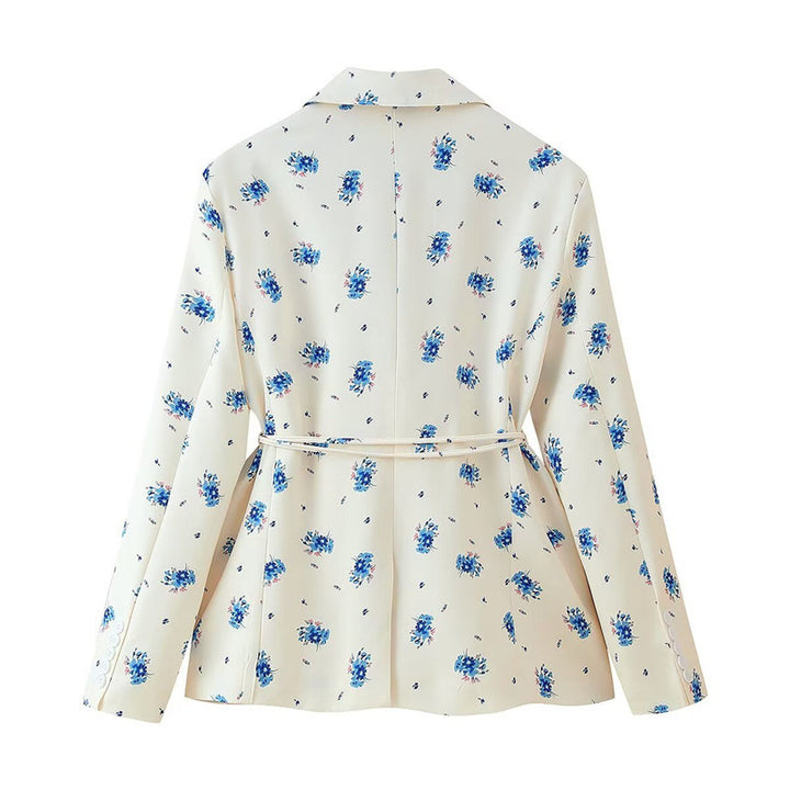 Veste blazer cintrée pour dames avec imprimé floral et ceinture Lune London