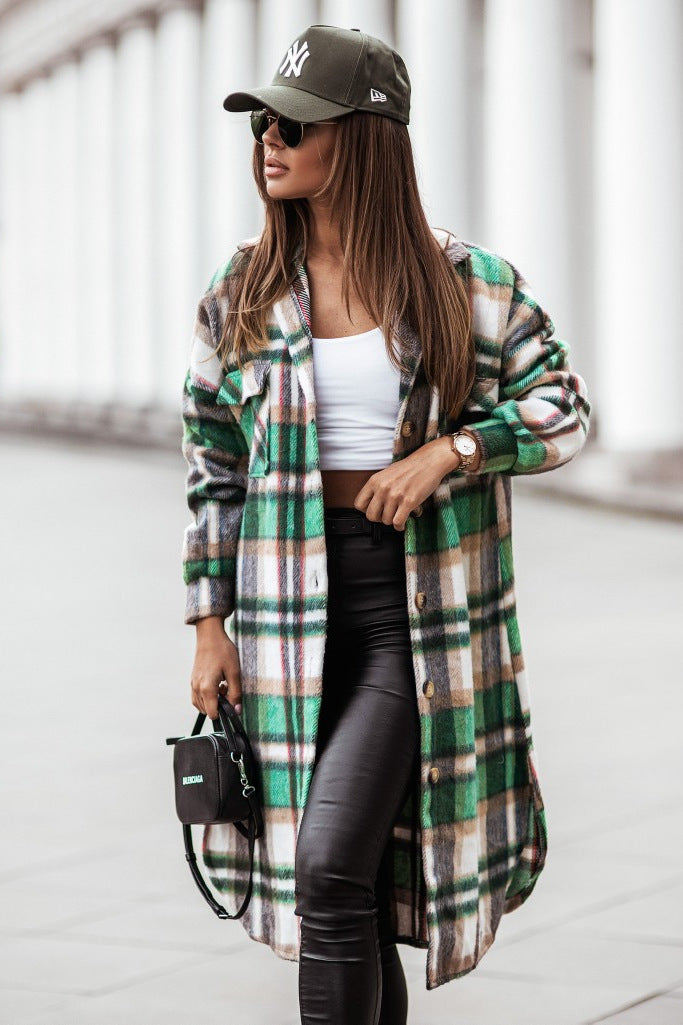 Ladies Plaid Long Coat Lune London