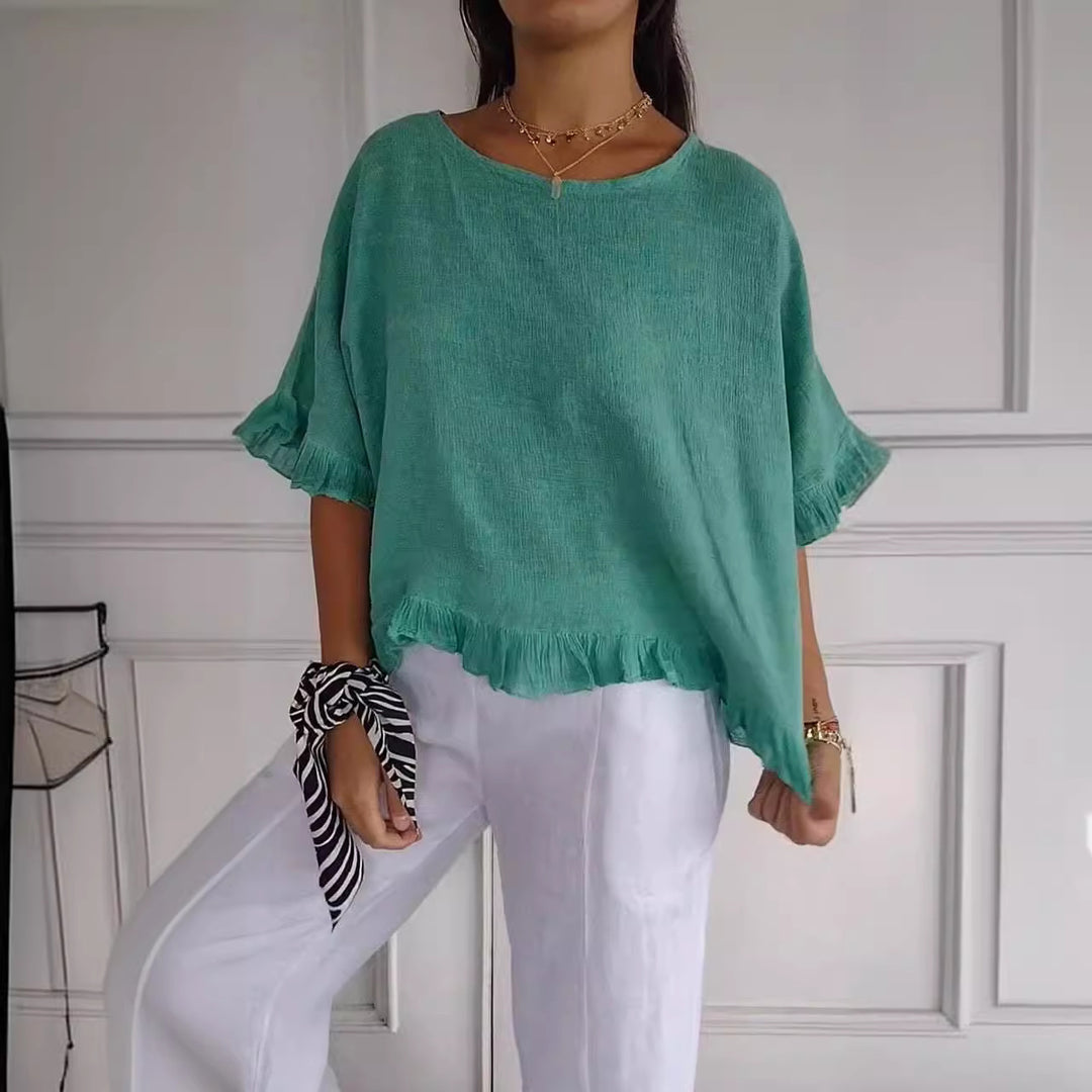 Casual blouse for women with gathered trim Lune London