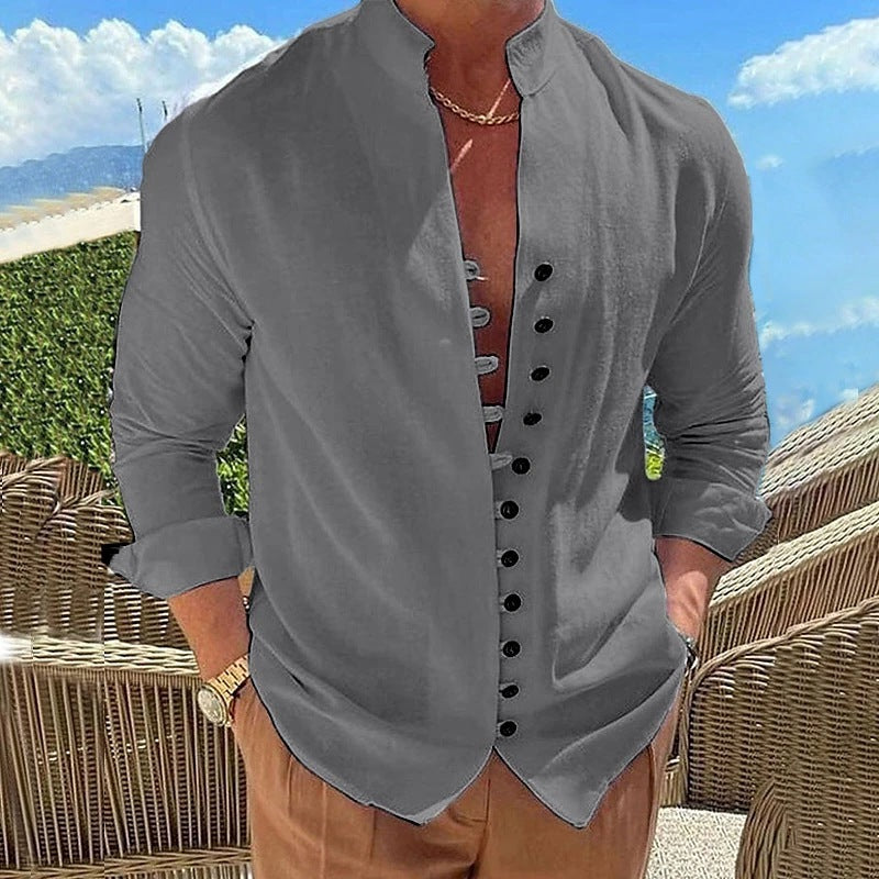 Trendy men's shirt with a slight structure and button placket Lune London