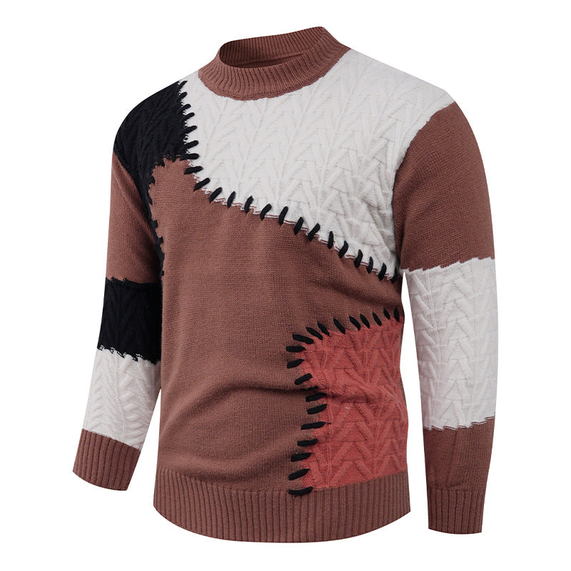 Fashionable knit sweater for men with a creative patchwork design Lune London