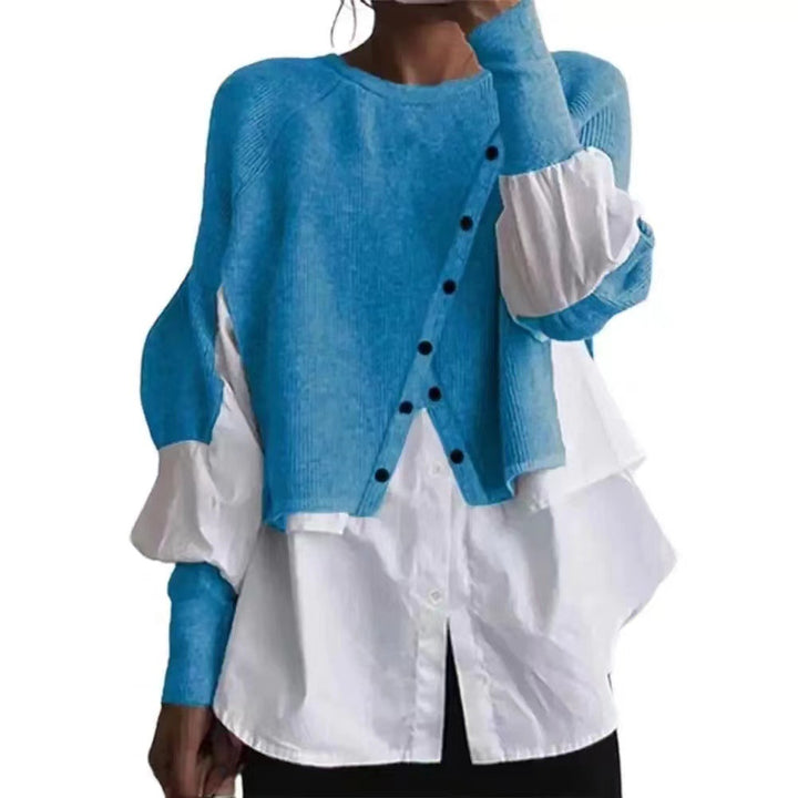 Pull en maille pour femme avec blouse intégrée et coupe asymétrique Chic & Stil