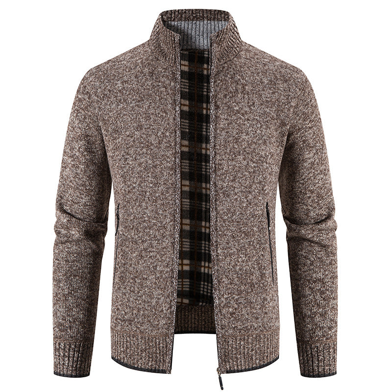 Men's knit jacket with high collar and practical zippered pockets Lune London