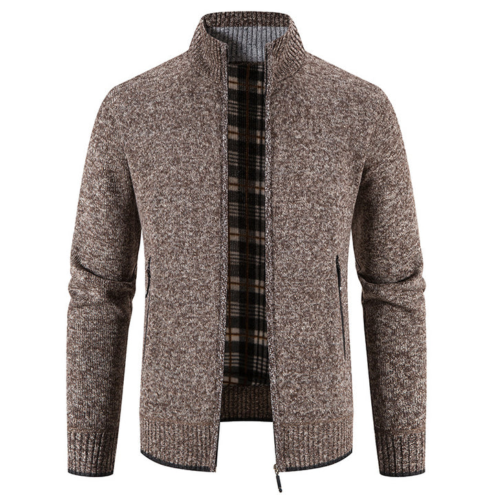 Men's knit jacket with high collar and practical zippered pockets Lune London