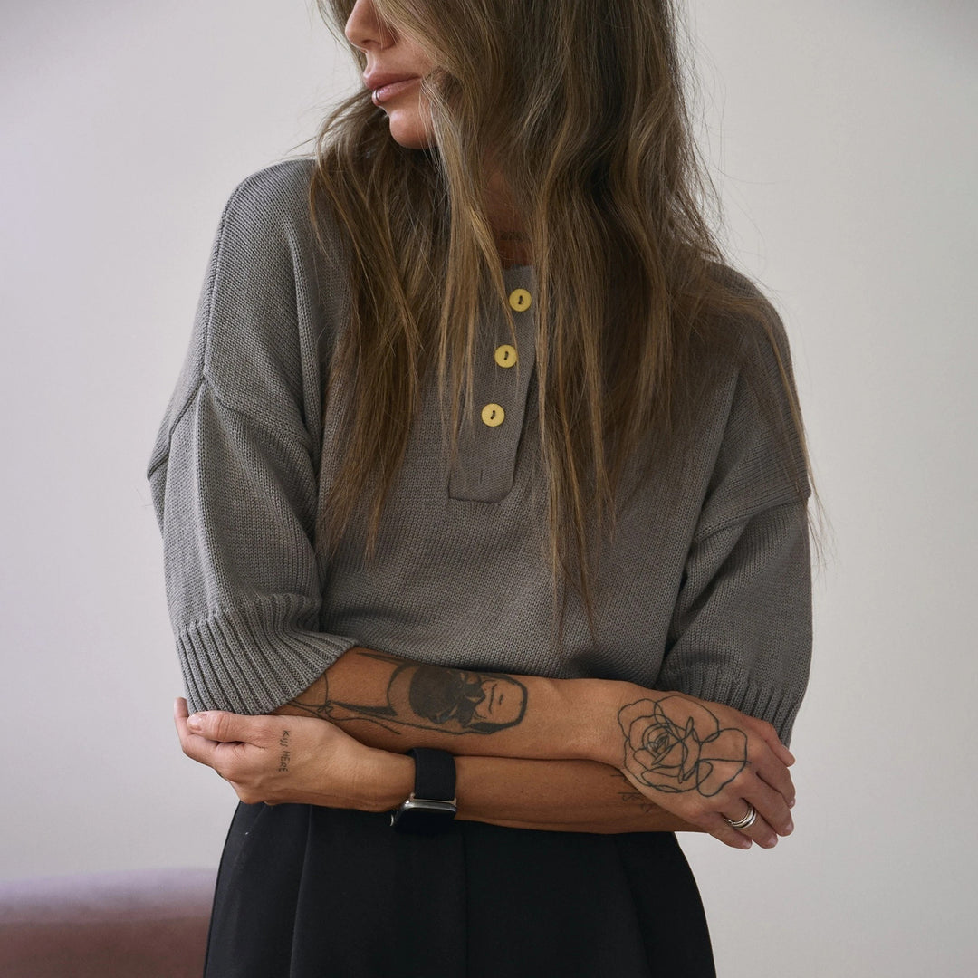Ladies Short Sleeve Sweater Chic and Comfortable Stylish