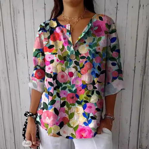 Women's blouse in lightweight and breathable fabric with floral pattern Lune London