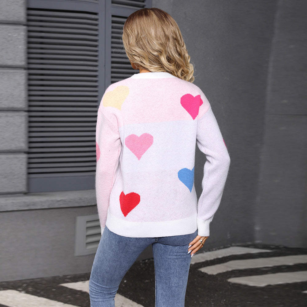 Pull confortable pour femme avec motifs en cœur et surface texturée Chic & Stil