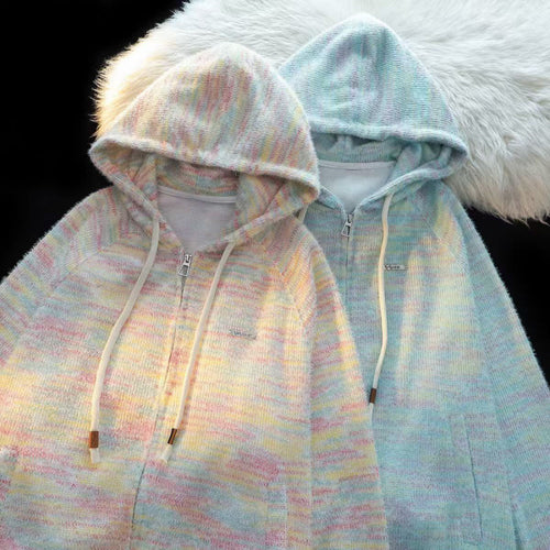 Ladies zip hoodie with slightly structured boucle pattern and practical pockets Lune London