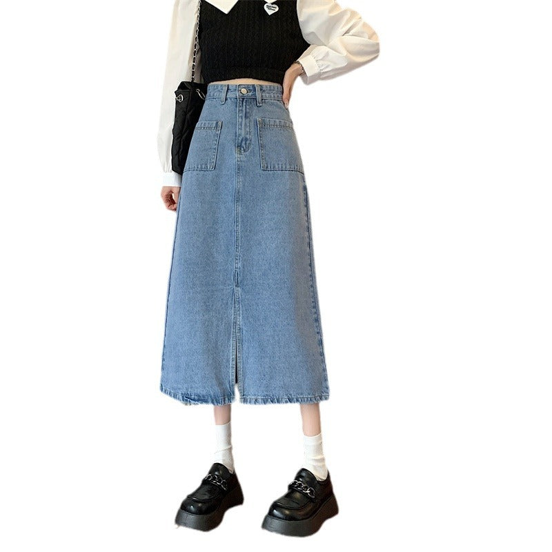 Jupe en denim longue pour femme avec poches pratiques Chic & Stil