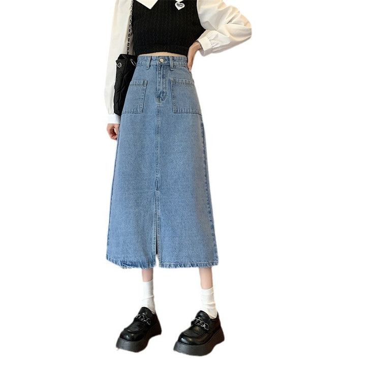 Jupe en denim longue pour femme avec poches pratiques Chic & Stil