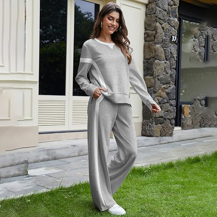 Ladies Sports Sweatshirt and Wide Jogging Pants Set Lune London