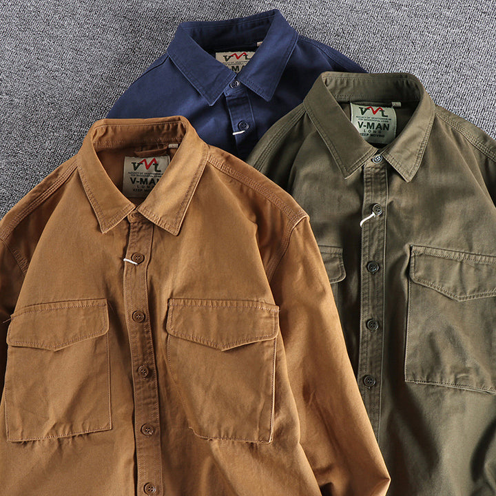 Men's cotton shirt with practical chest pockets and button-down collar Lune London