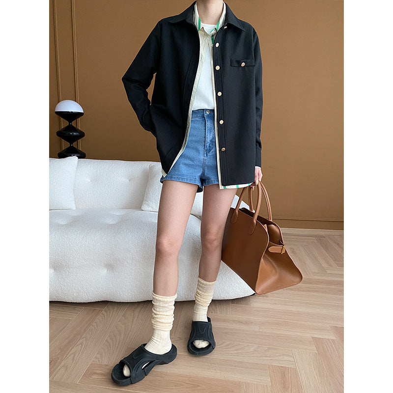 Women's Oversized Blouson Jacket with Button Detail Chic & Stil