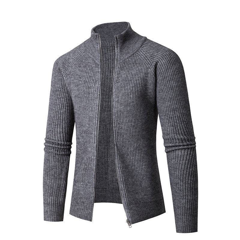 Men's knitted jacket with full zip and high collar Lune London