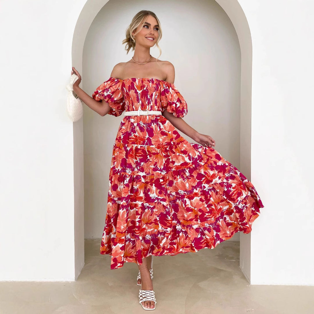 Lune London Off-Shoulder Floral Midi Dress for Women