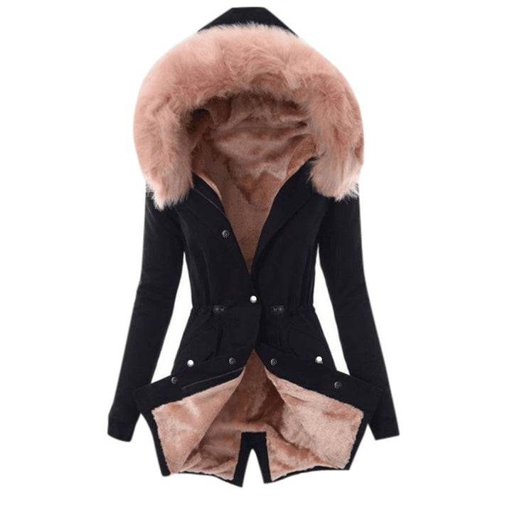 Ladies parka lined with faux fur collar Lune London