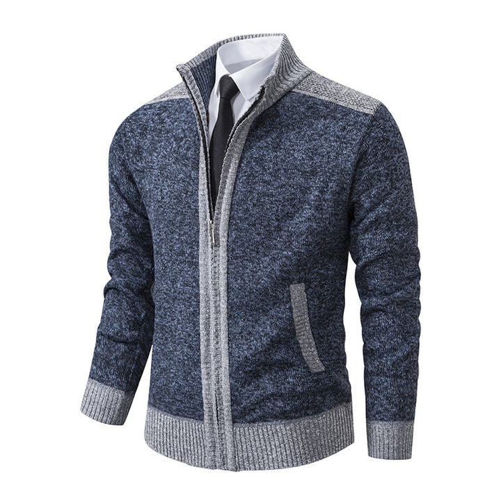 Elegant knitted jacket for men with high collar and zipper Lune London