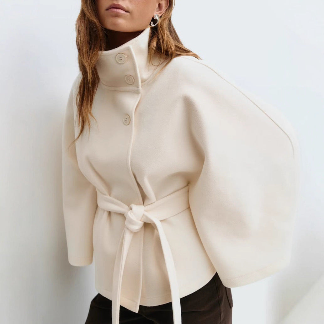 Ladies modern wrap jacket with loose fit and high collar Lune London