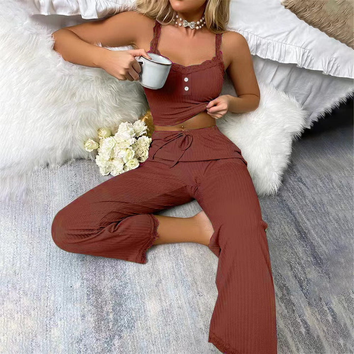Ladies Jersey Pajamas with Seductive Lace Accents Lune London
