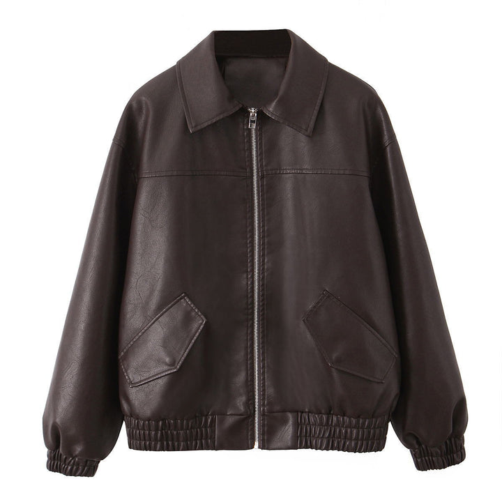 Fashion faux leather jacket for women with applied pockets Lune London