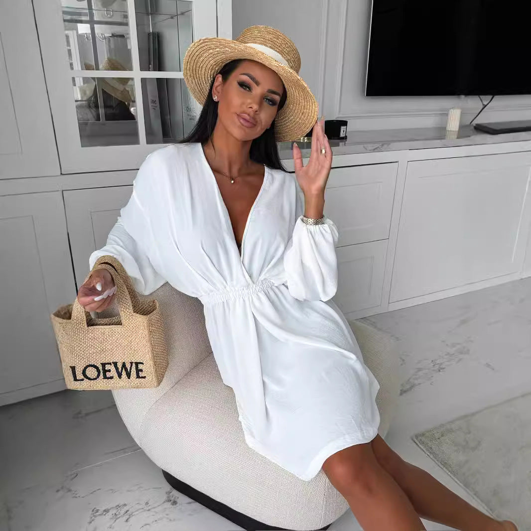 Elegant lady top wrapped with deep V neckline Lune London