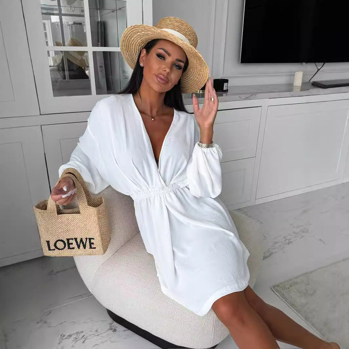 Elegant lady top wrapped with deep V neckline Lune London