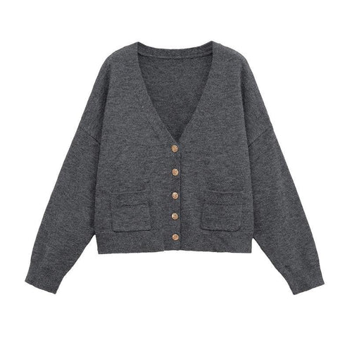 Ladies Short Knit Vest with V-Neck and Button Details Lune London