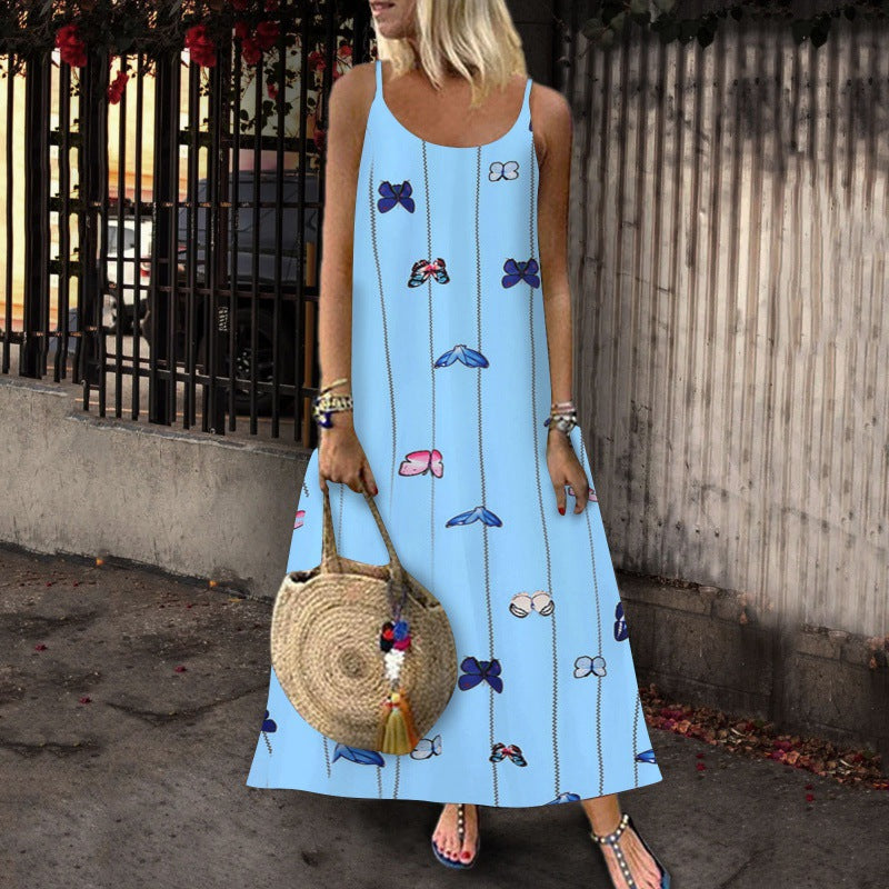 Robe maxi pour femmes avec motif de papillon créatif et silhouette aérienne Chic & Stil
