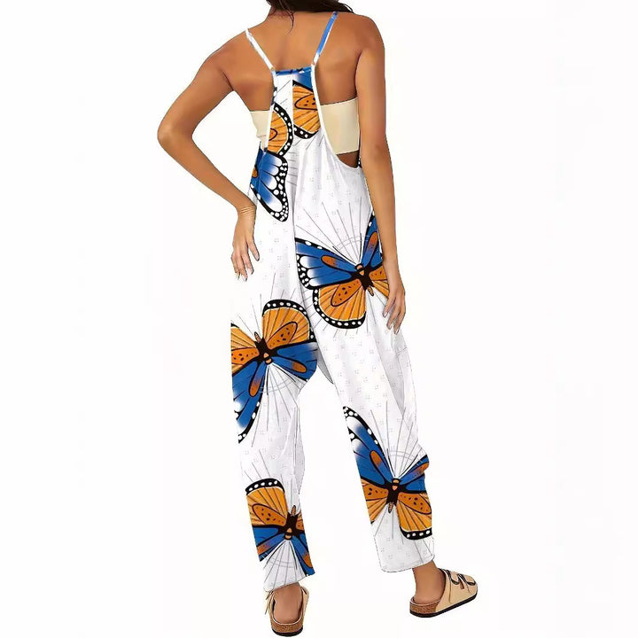 Women's jumpsuit with a colorful butterfly pattern and practical pockets Lune London