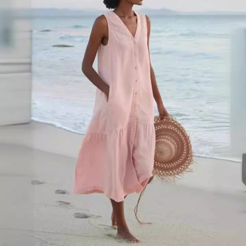 Ladies chic summer linen dress