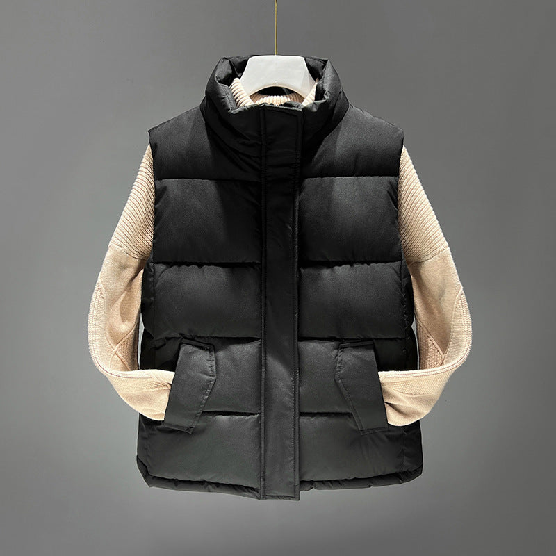 Ladies padded quilted gilet with high side pockets and modern collar Lune London