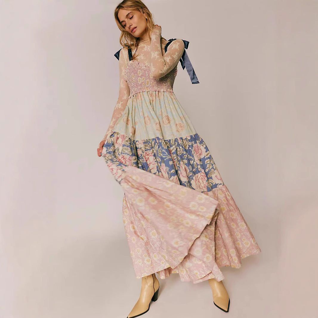 Ladies maxi dress with floral patterns and voluminous skirt Lune London