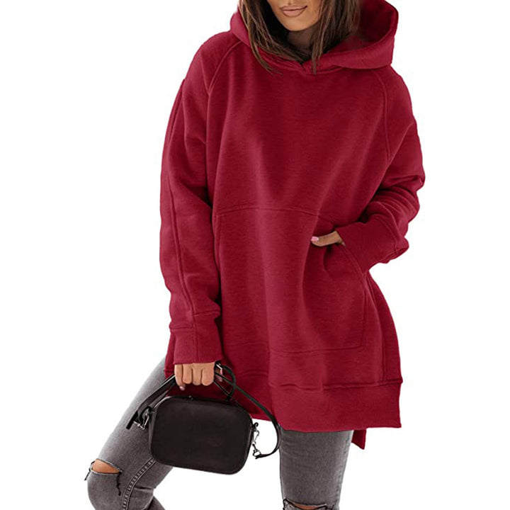 Oversized casual hoodie for women with side slits and kangaroo pocket Lune London