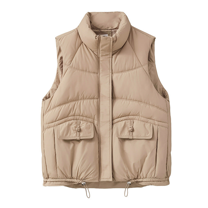 Quilted vest for women with practical pockets and adjustable hem Lune London
