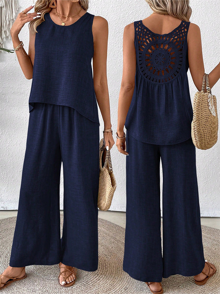 Women's airy summer set with crocheted back and loose fit Lune London