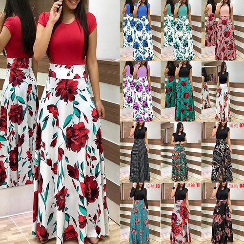 Women's Elegant Maxi Dress with Graphic Print and Flexible Waist Lune London