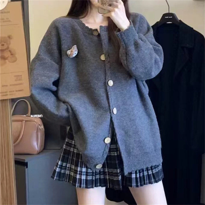 Knit jacket for women with refined cable details and button closure Lune London