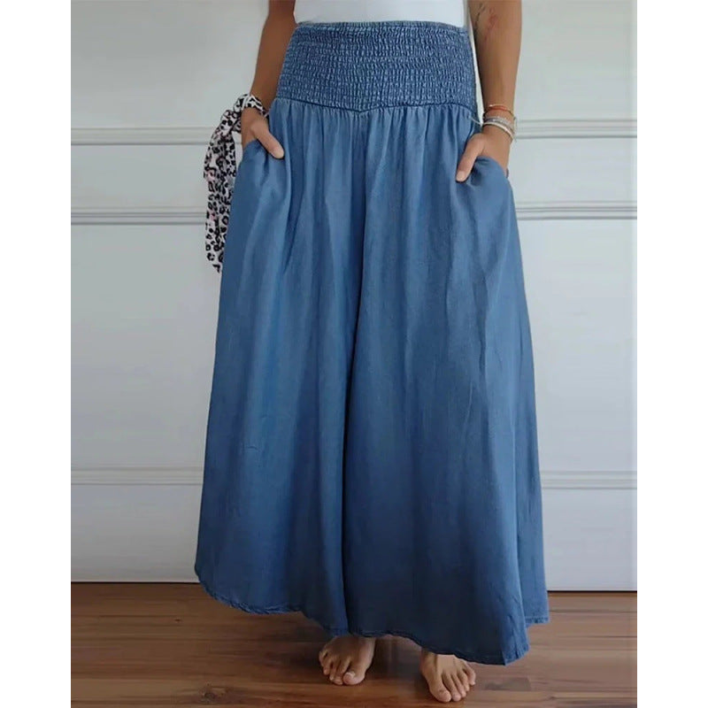 Wide airy pants for women with elastic waist and pockets Lune London