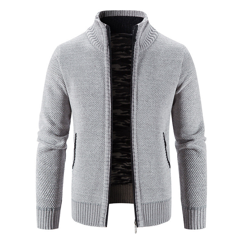Men's knit jacket with high collar and practical zippered pockets Lune London