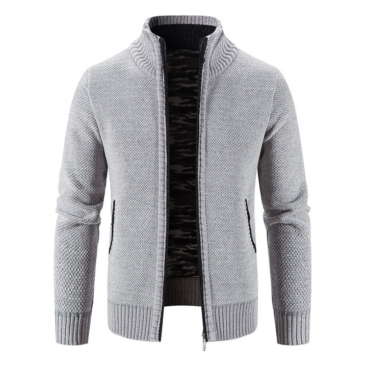 Men's knit jacket with high collar and practical zippered pockets Lune London