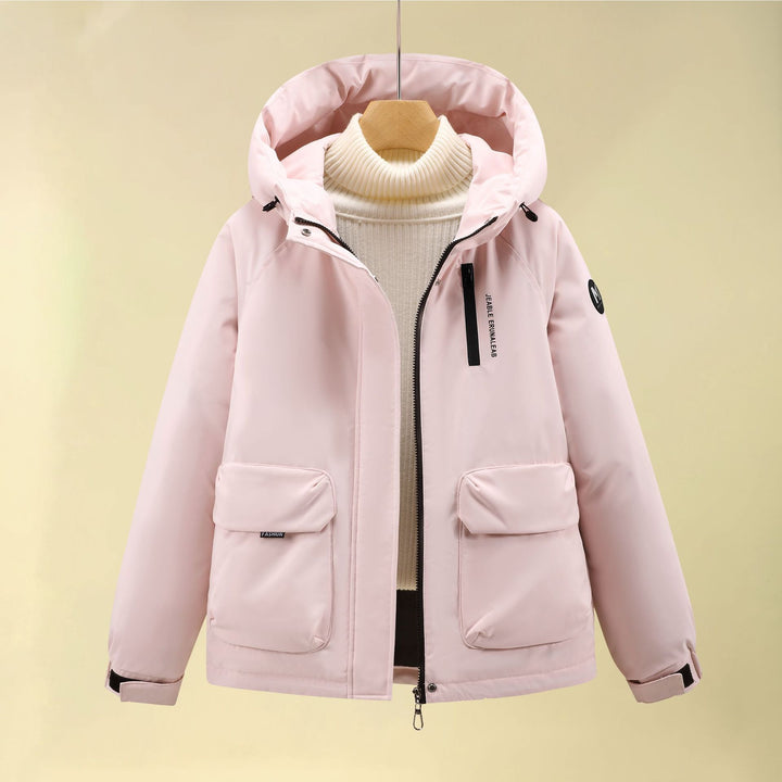 Ladies Insulated Outer Jacket with Oversized Hood and Practical Pockets Lune London