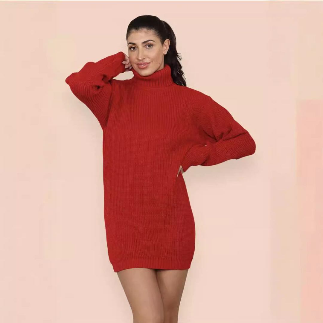 Women's knitted dress with high neck and loose fit Lune London
